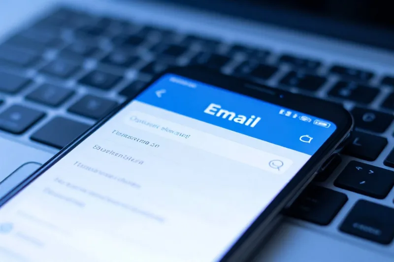 Notifica di un'email sospetta di phishing su smartphone accanto a un computer portatile